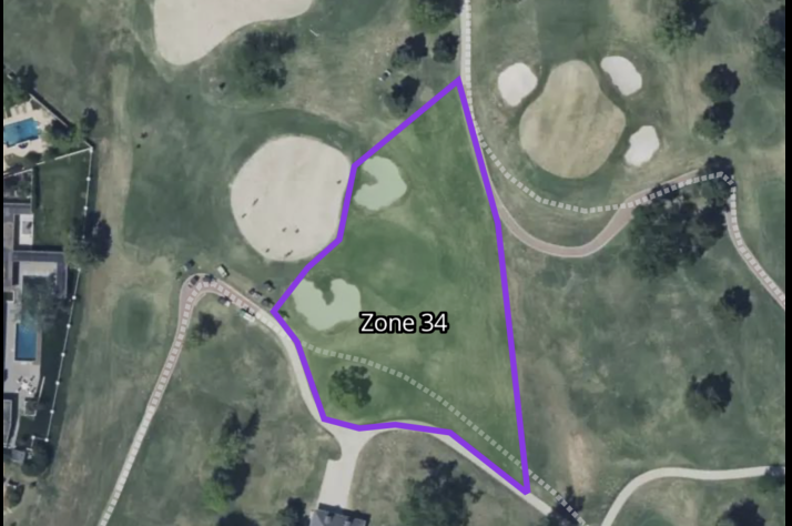 Satellite map with an irrigation zone outlined